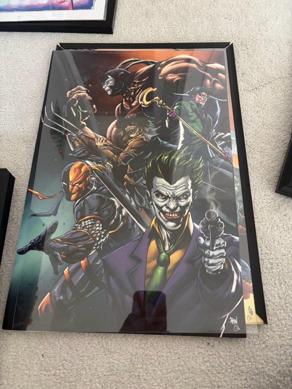 DC Villains Group Art Print Framed Signed Joker Deathstroke Suicide Squad Style